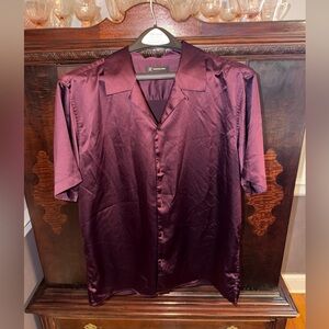 Inc Men’s Size L Maroon Satin Short Sleeve